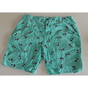 Plugg Men's Flex Waist Teal Chinos Shorts Size 38 Boston Terrier Dog Sunglasses